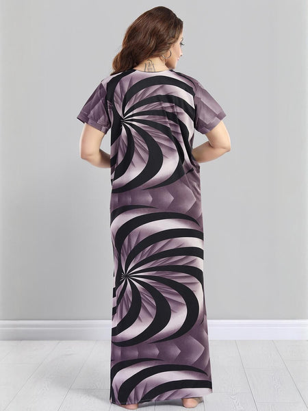 Be You Sarina Satin Spiral Printed Maternity Maxi Nightdress