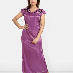 Be You Women Printed V-Neck Maxi Nightdress with Robe