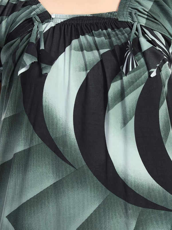 Be You Printed Square Neck Maxi Nightdress