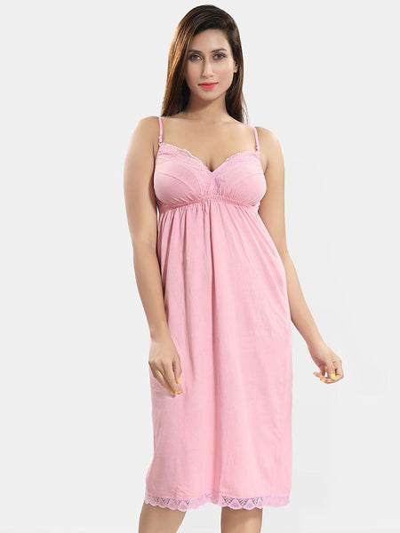 Be You Women Shoulder Strap Knee Length Empire Nightdress