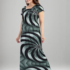 Be You Printed Square Neck Maxi Nightdress
