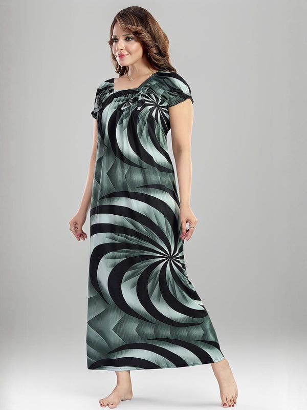 Be You Printed Square Neck Maxi Nightdress