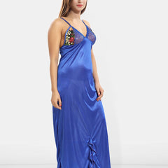 Be You Women Printed V-Neck Maxi Nightdress with Robe