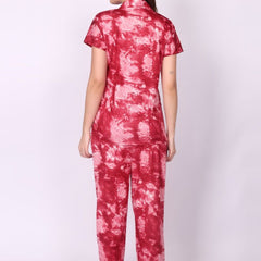 Be You Women Tie-Dye Print Top & Pyjama Night Suit