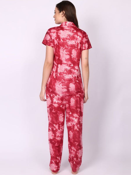 Be You Women Tie-Dye Print Top & Pyjama Night Suit