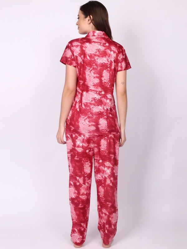 Be You Women Tie-Dye Print Top & Pyjama Night Suit