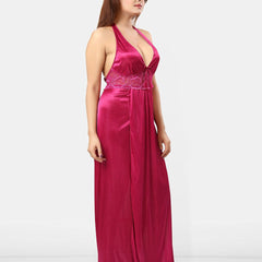 Be You Women Satin Halter Neck Maxi Nightdress