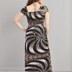 Be You Sarina Satin Spiral Printed Maxi Nightdress