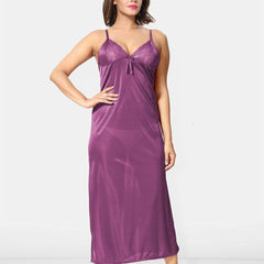 Be You Solid Satin 2 pieces Nighty with Robe