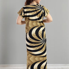 Be You Sarina Satin Spiral Printed Maternity Maxi Nightdress