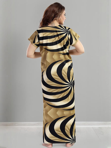 Be You Sarina Satin Spiral Printed Maternity Maxi Nightdress