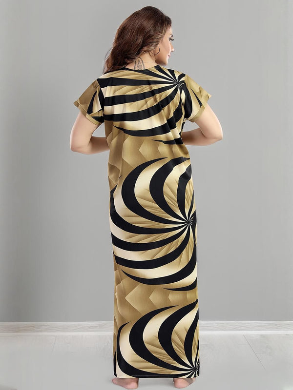 Be You Sarina Satin Spiral Printed Maternity Maxi Nightdress
