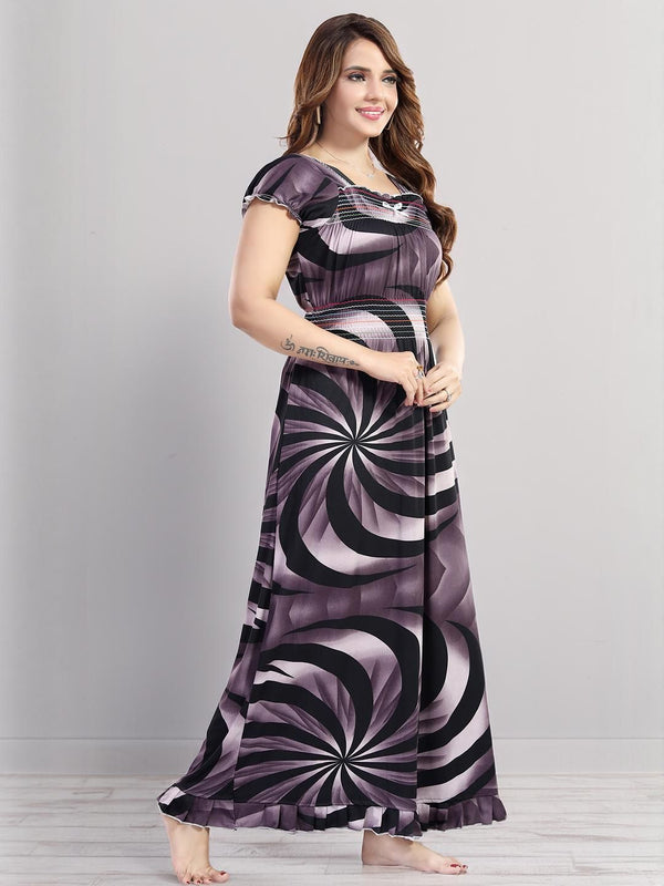 Be You Printed Square Neck Maxi Nightdress