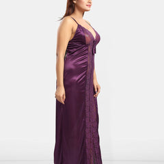 Be You Women Shoulder Strap Self Design Maxi Nightdress