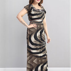 Be You Sarina Satin Spiral Printed Maxi Nightdress
