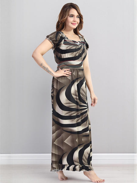 Be You Sarina Satin Spiral Printed Maxi Nightdress