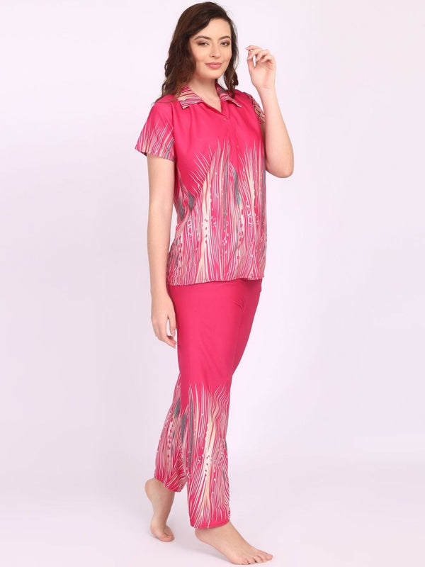 Be You Women Floral Printed Satin Night suit