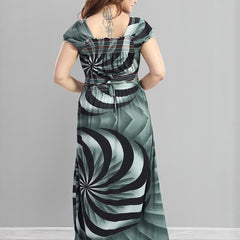 Be You Sarina Satin Spiral Printed Maxi Nightdress