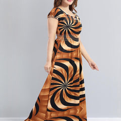 Be You Sarina Satin Spiral Print Maxi Nightdress