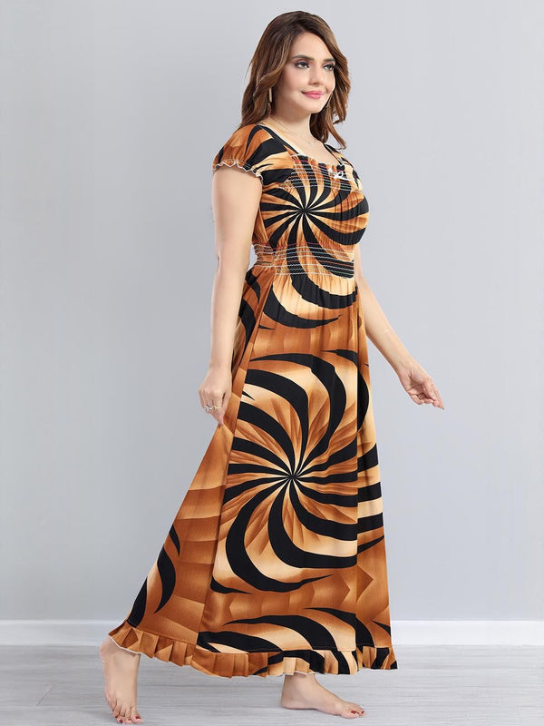 Be You Sarina Satin Spiral Print Maxi Nightdress