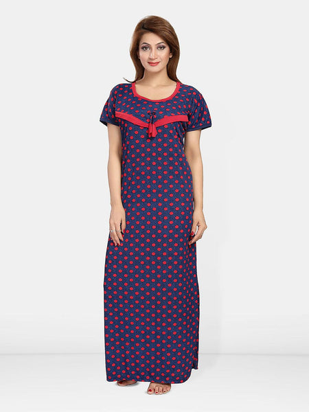 Be You Satin Polka Dots Printed Maxi Nightdress