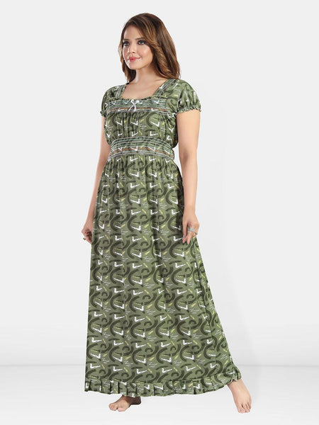 Be You Printed Smocked Maxi Nightdress