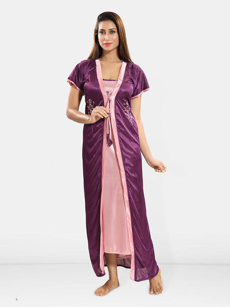Be You 2 pieces Satin Maxi Nighty Set