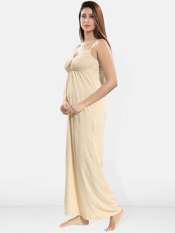 Be You Lace Cotton Shoulder Straps Maxi Nightdress