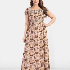 Be You Women Printed Maxi Nightdress