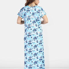 Be You Women Printed Satin Maxi Nightdress