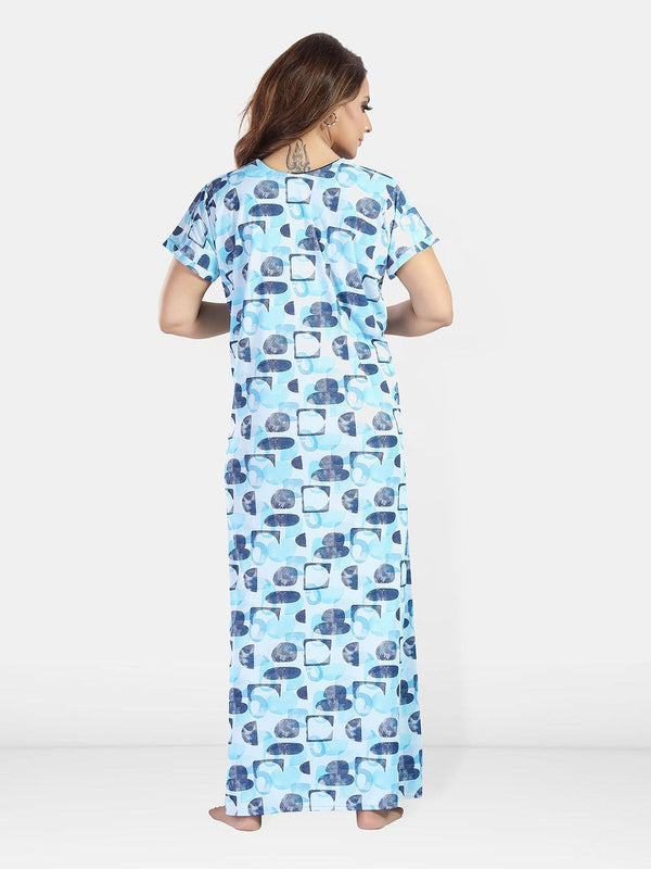Be You Women Printed Satin Maxi Nightdress