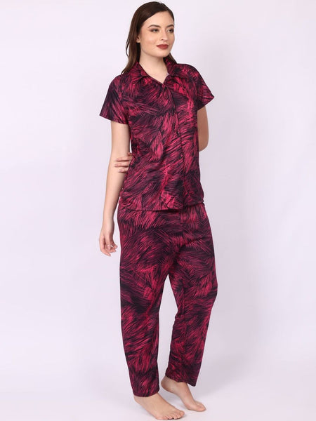 Be You Women Abstract Printed Shirt & Pyjama Night suit