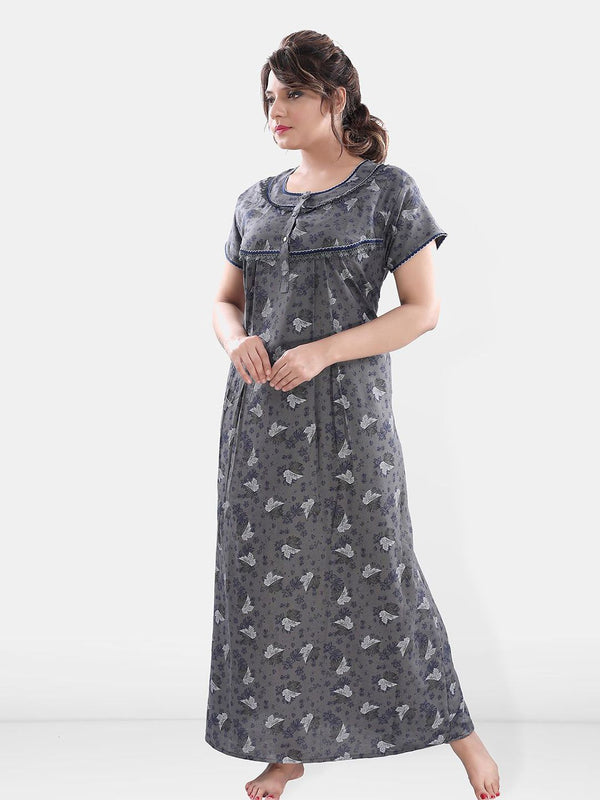 Be You Women Floral Printed Maxi Nightdress