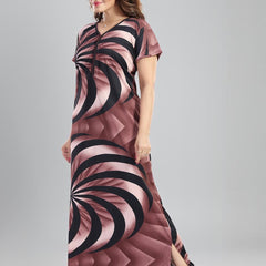 Be You Sarina Satin Spiral Printed Maxi Nightdress