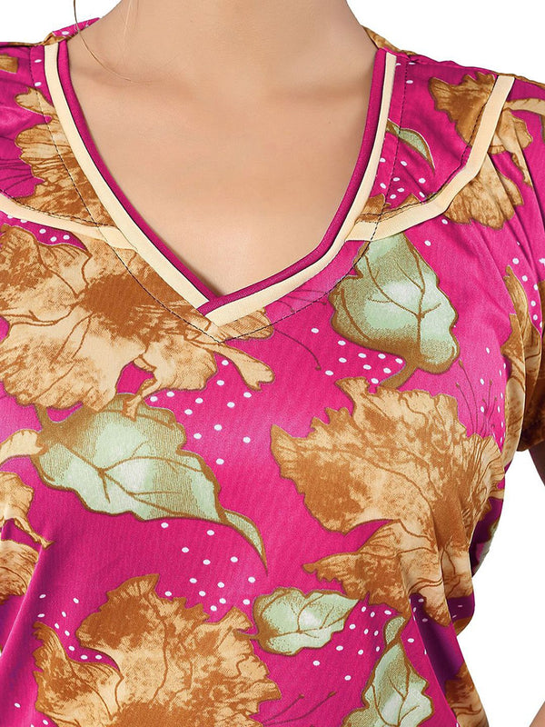 Be You Women Short Sleeves V-Neck Maxi Nightdress