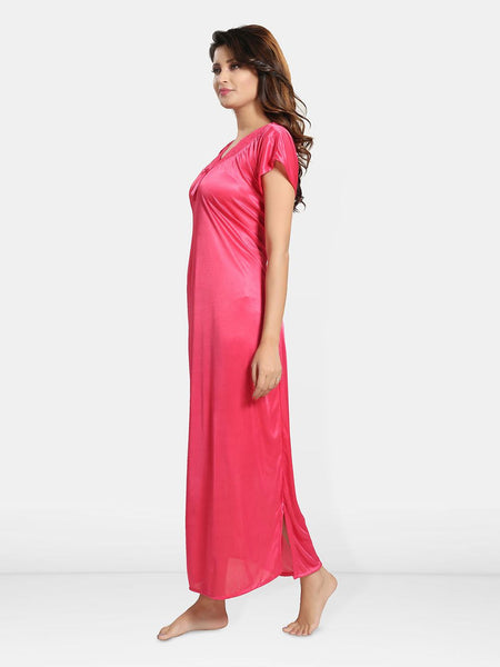 Be You Satin Solid Night Gown / Nighty For Women, Maxi Nightdress
