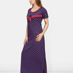 Be You Satin Polka Dots Printed Maxi Nightdress