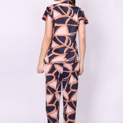 Be You Women Satin Geomatric Print Printed Night suit