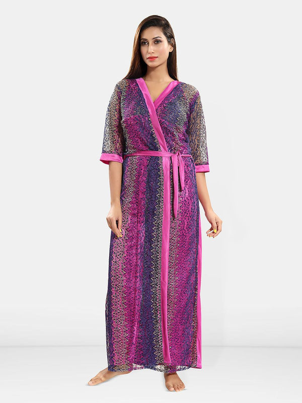 Be You Set of 2 Satin Maxi Wrap Nightdress
