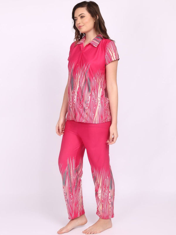 Be You Women Floral Printed Satin Night suit