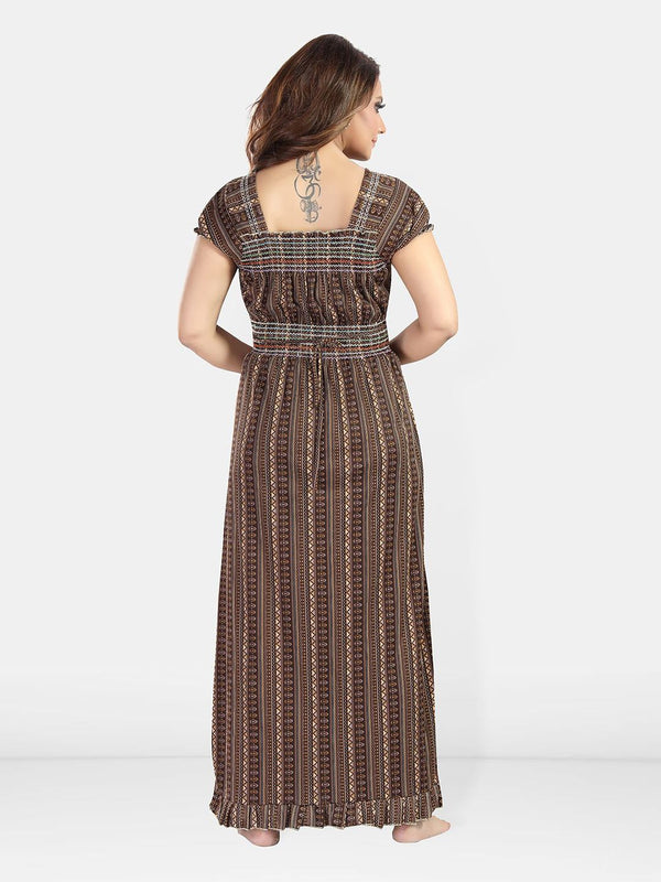 Be You Women Printed Maxi Nightdress
