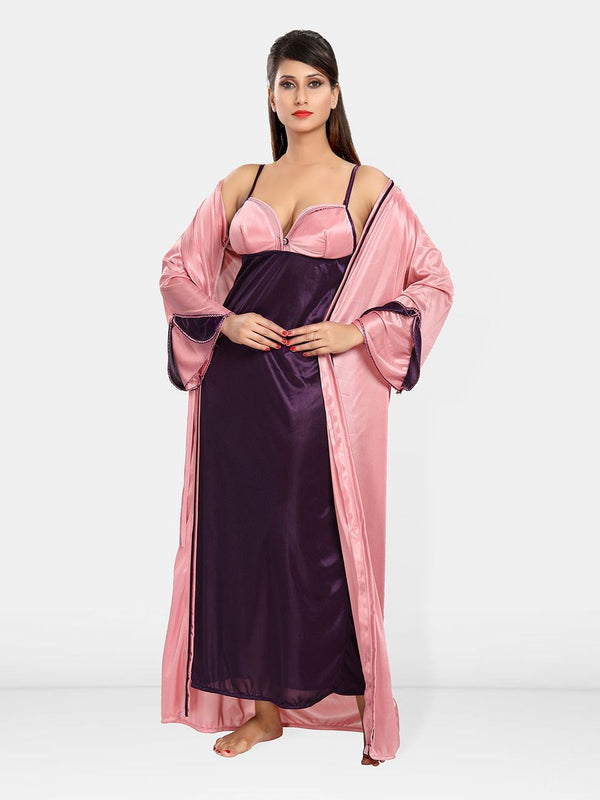Be You Women Satin Maxi Nightdress With Robe