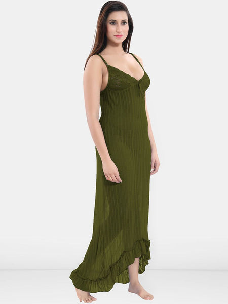 Be You Women Self Design Shoulder Straps High-Low Net Baby Doll