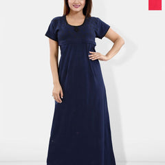 Be You Solid Short Sleeves Maxi Nightdress