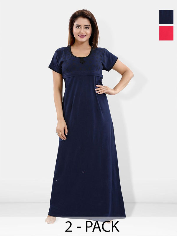 Be You Solid Short Sleeves Maxi Nightdress