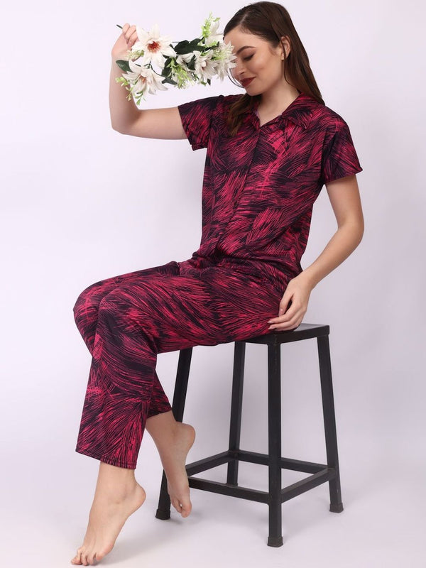 Be You Women Abstract Printed Shirt & Pyjama Night suit