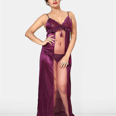 Be You Women Solid Maxi Nightdress