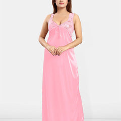 Be You Women Sleeveless Satin Maxi Nightdress