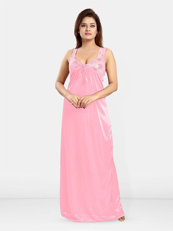 Be You Women Sleeveless Satin Maxi Nightdress