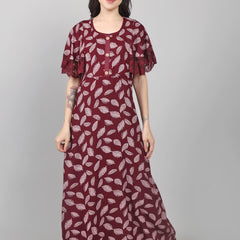 Be You Leaf Printed Maxi Nightdress